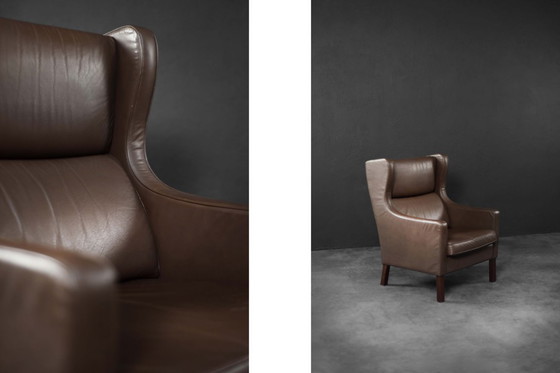 Image 1 of Poltrona danese moderna in pelle marrone di metà secolo, anni '60