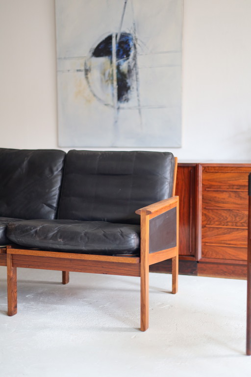 Canapé 2 places en cuir Capella, Illum Wikkelso pour Niels Eilersen, 1960