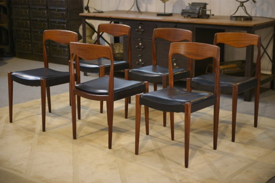 Image 1 of Set aus 6 skandinavischen Teakholzstühlen von Niels Otto Moller, Dänemark, 1960er Jahre