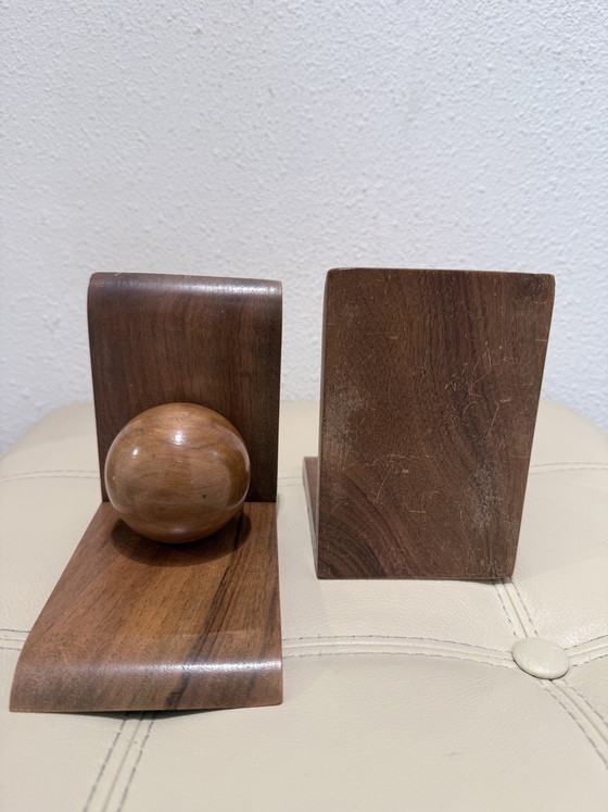 Vintage houten boekensteunen met houten bollen – set van 2 – Decoratieve objecten, Wood (photo 6 of 10)