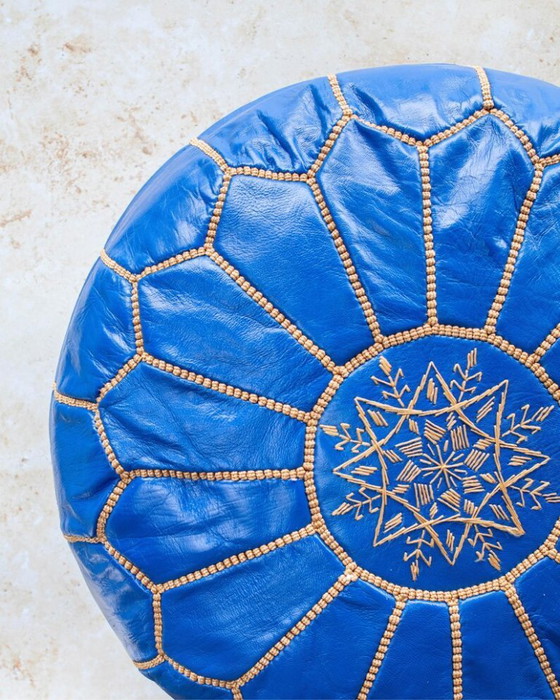 Image 1 of Pouf marocchini blu realizzati a mano