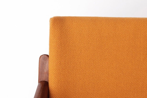 Image 1 of Vintage Thonet fauteuil, jaren 70-80, teakhouten frame, perzikkleurige stoffen bekleding