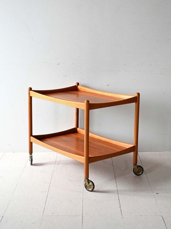 Image 1 of Chariot vintage scandinave en teck et hêtre