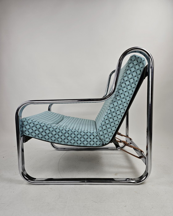 Image 1 of Set of 2 Italian chairs in chrome frame and completely reupholstered