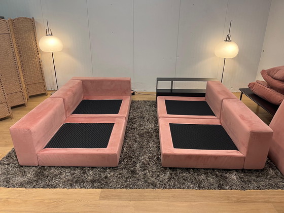 Image 1 of Flexform Groundpiece 4-piece with Bookcase – Pink Velvet