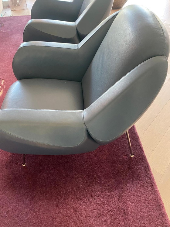 Image 1 of Fauteuil Anton Leolux blauw leer 