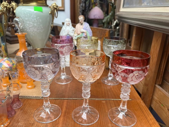Set van 6 wijnglazen. Massief gekleurd kristal. – Glazen & Karaffen, Crystal, Glass (photo 7 of 8)