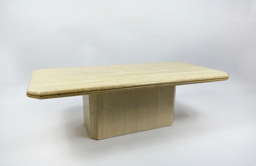 Table basse vintage des années 1970 en travertin