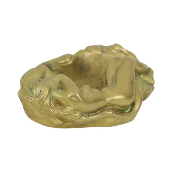 Image 1 of Vintage Brass Ashtray Female Nude