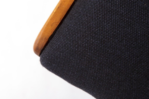 Pair of Vintage Beechwood Armchairs, 1960s–1970s, Dark Blue Upholstery, Mid-Century Modern Dining Chairs (photo 2 of 7)
