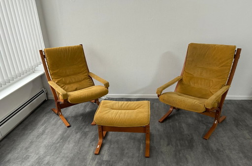 2 chaises sieste Ingmar Relling + pouf