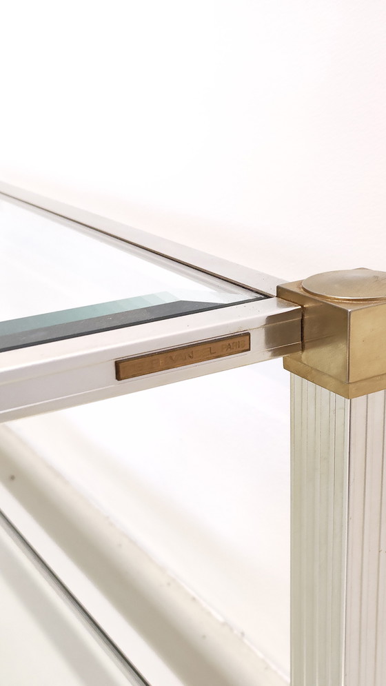 Image 1 of Set aus vier stapelbaren französischen Schulstühlen aus Teakholz mit Metallgestell