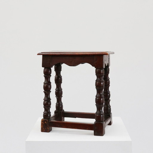 19th Century oak rectangular joint stool or table with turned legs, France ca. 1820