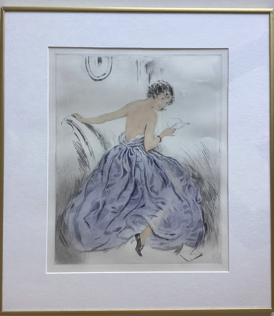 Image 1 of Art Deco - Letter reading young woman - color set