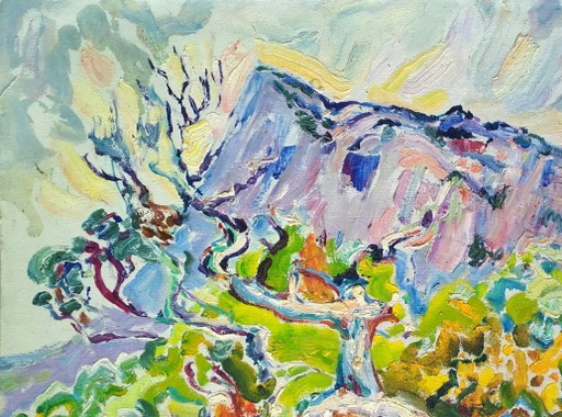 Origineel olieverfschilderij: Landschap, natuur, lenteochtend in de bergen – schilderijen tekeningen, Canvas (photo 2 of 5)