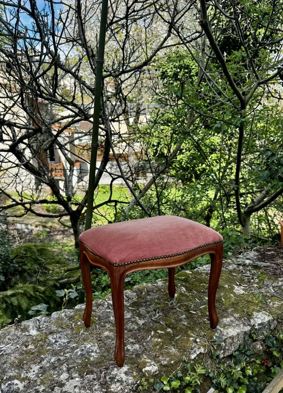 Grande poggiapiedi in stile barocco Luigi XV antico. – Poggiapiedi e pouf, Wood, Velvet, Bohemian (photo 3 of 8)