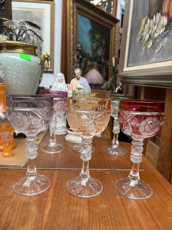 Set van 6 wijnglazen. Massief gekleurd kristal. – Glazen & Karaffen, Crystal, Glass (photo 3 of 8)