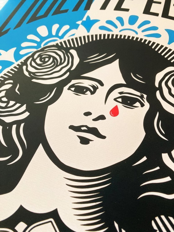 Image 1 of Liberté, Égalité, Fraternité - Emblematic poster by Shepard Fairey 50x70 cm