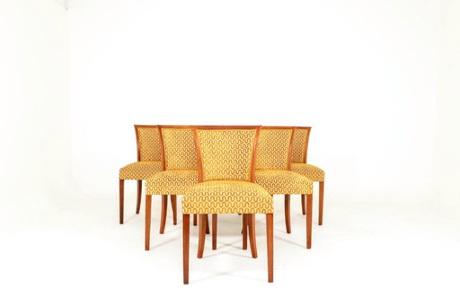 Eetkamerstoelen set van 6 art deco geometrische jacquard gouden honingraat
