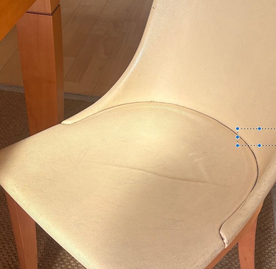 Vintage Molteni Dining Set – Pear Wood – Table + 4 Chairs – Approx. 30 Years Old – Molteni&C, Textile (photo 5 of 6)