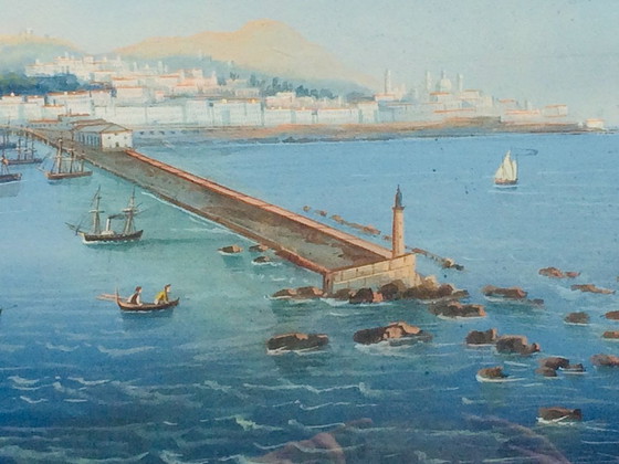 Image 1 of Large Neapolitan gouache, 19th century (after Giuseppe Scoppa)