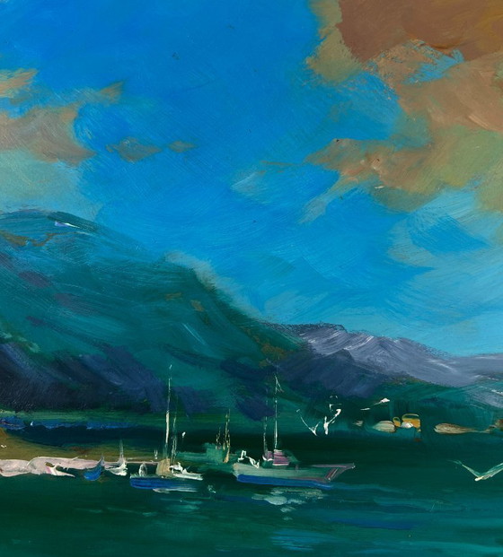 Image 1 of Original Oil Painting Summer Coastal Landscape The sea whispers and roars to the land