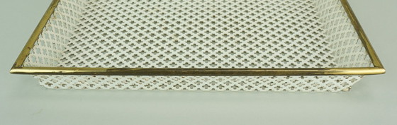 Image 1 of mid century modern TRAY, perforated metal and brass, attr. to mathieu mategot 1950s