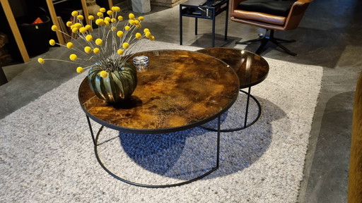 Ethnicraft - Bronze coffee table set.