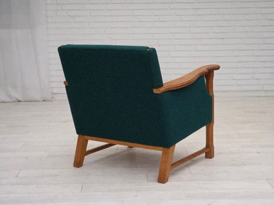 Image 1 of 1970s, Danish Armchair, Furniture Wool, Solid Oak Wood.