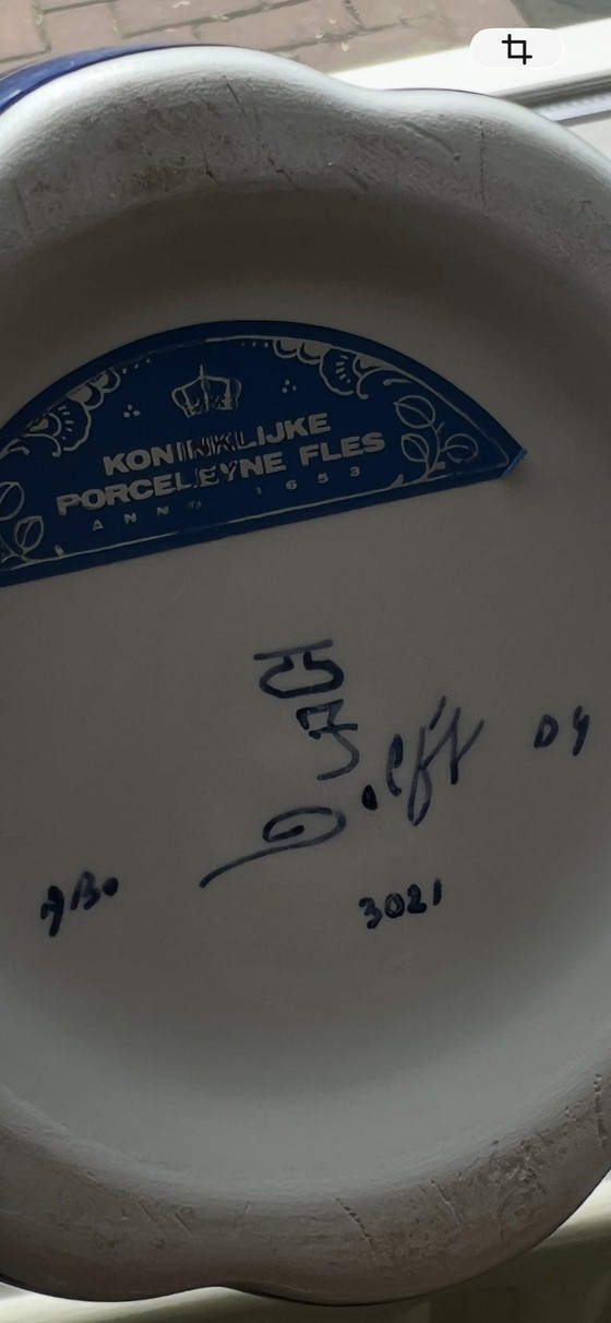 Image 1 of Originale handbemalte Royal Delft (Porceleyne Fles) Deckelvase - 30 cm - 2004