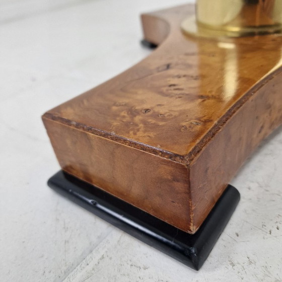 Image 1 of Tavolino postmoderno in vetro, ottone e legno, Germania, anni '80