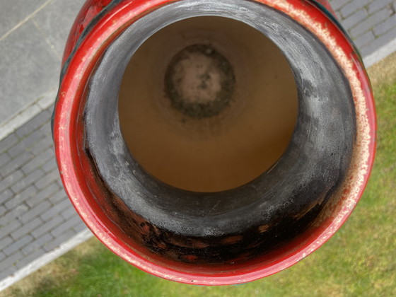 Image 1 of Vintage Duitse Fat Lava Vaas Paarden Jaren 70