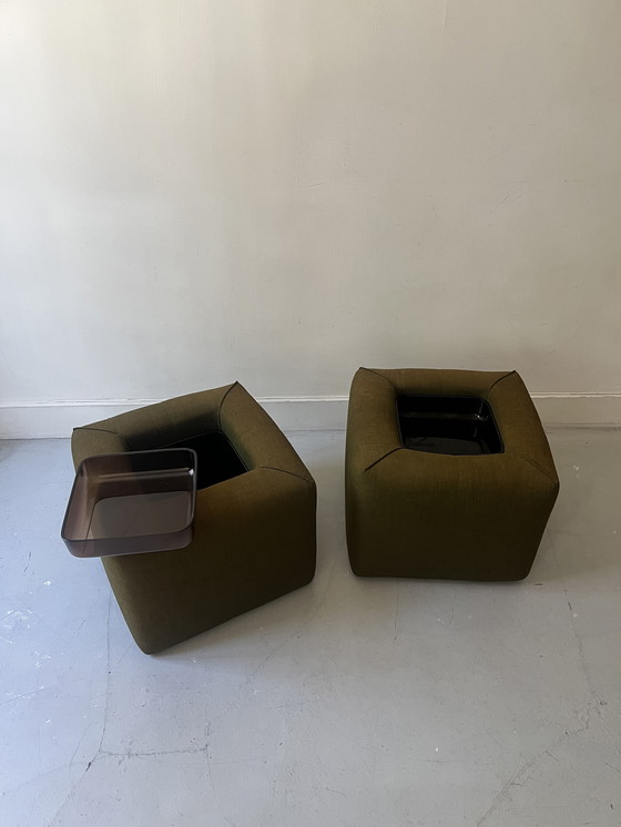 Image 1 of Pair of Cinna Hairstands in Foam and Smoked Plexiglas, Ligne Roset France 1970
