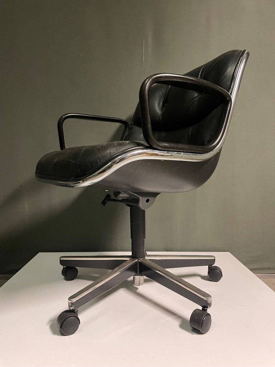 Chaise de bureau de direction vintage Pollock, Knoll, Chaises pivotantes, Cuir, Métal, Noir (photo 6 sur 10)