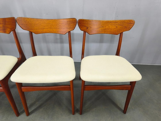 Image 1 of Set van 4 Deense teakhouten eetkamerstoelen van Schionning & Elgaard, jaren 60.