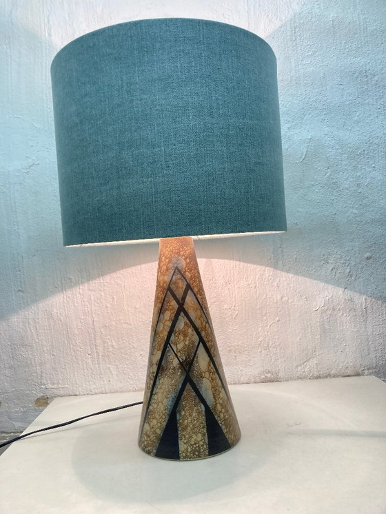 Image 1 of Large table lamp with conical ceramic base, studio ceramics, 70s/80s design
