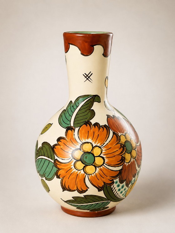 Vintage Hand-Painted Gouda Earthenware Jug – Made in Holland – 26 cm – Vases, Ceramic (photo 4 of 5)