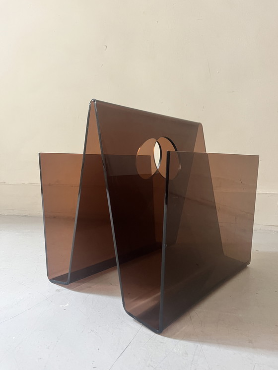 Image 1 of Porte Revue Double en Plexiglas Fumé, Design 1970