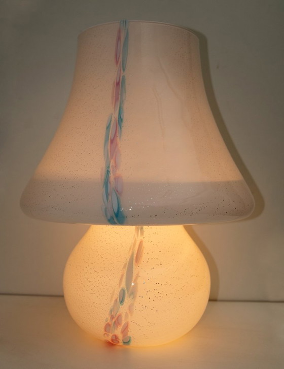Image 1 of Venini Stil Moderne italienische Muranoglas Pilz Tischlampe, 1980er Jahre
