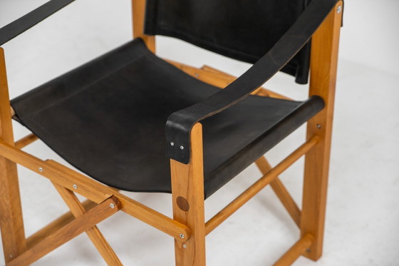 Image 1 of Safaristoel van eikenhout en leer (Denemarken, jaren 80)