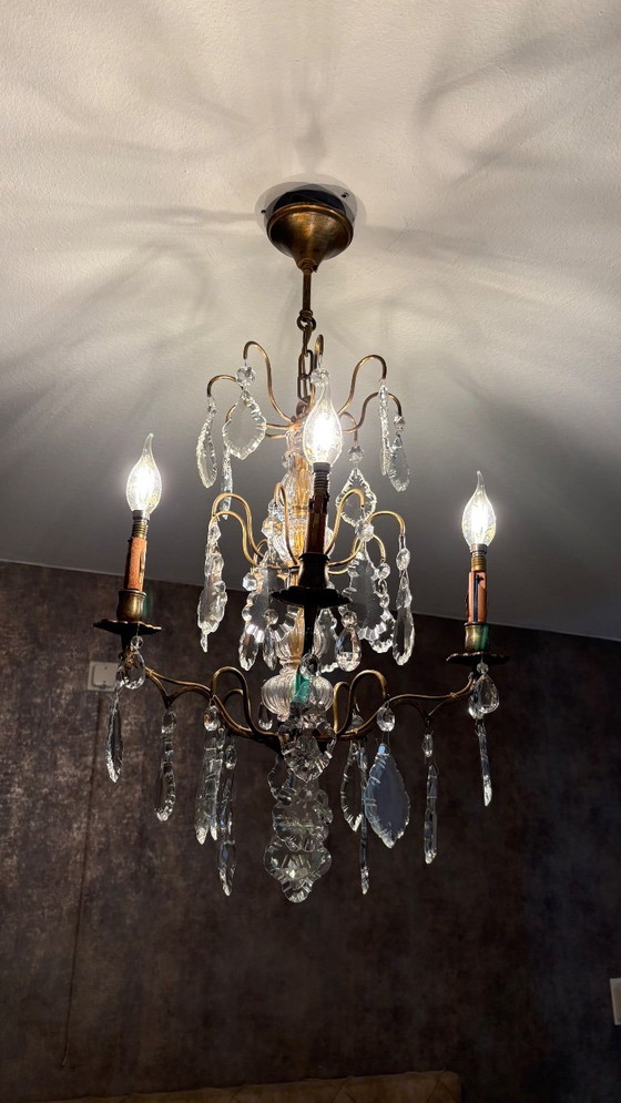 Lampadario antico in cristallo – Illuminazione, Ottone (photo 5 of 10)