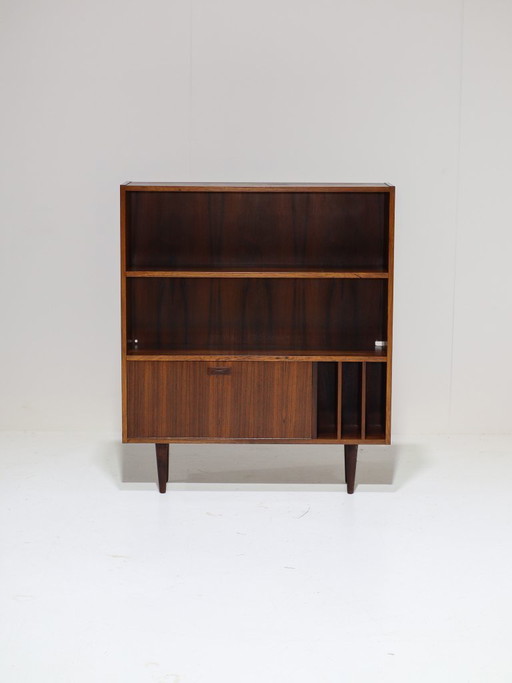 Bookcase with flap and LP compartments Clausen & Søn Danish vintage rosewood