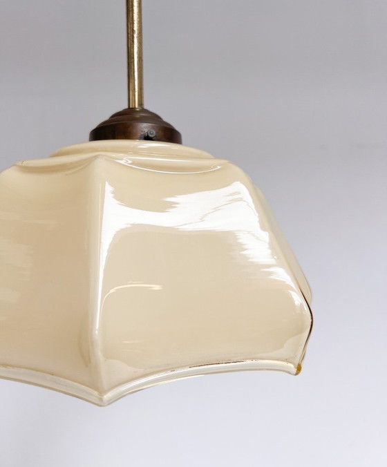 Image 1 of Curved glass Art Deco pendant lamp, 1930s