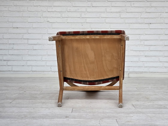 Image 1 of 1960s Pair of Danish Dining Chairs, Solid Oak Wood, Furniture Wool