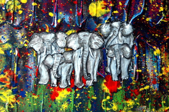 Elephants on confetti – CB, Art, Other, Canvas (photo 3 of 10)