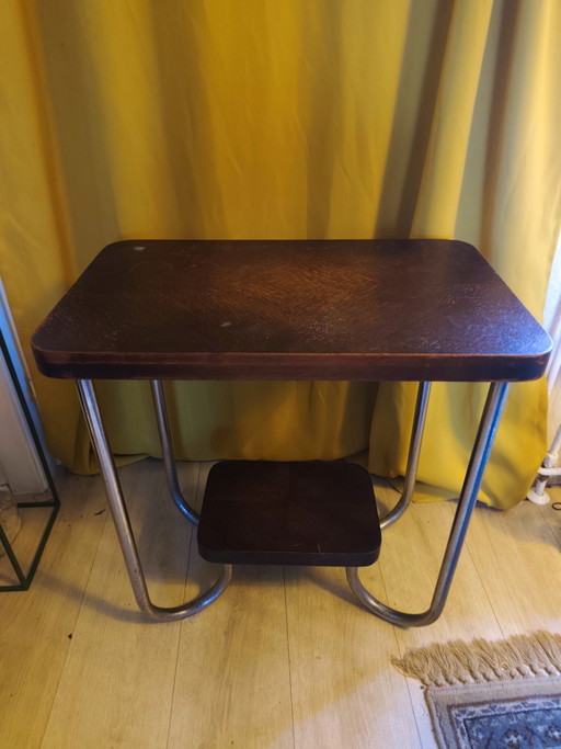 Originele Vintage Bauhaus Buisframe Bijzettafel / Lectuurtafel – Jaren 30/50
