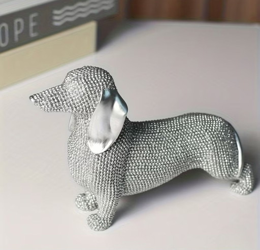 Dackel-Hundestatuette aus Kunstharz
