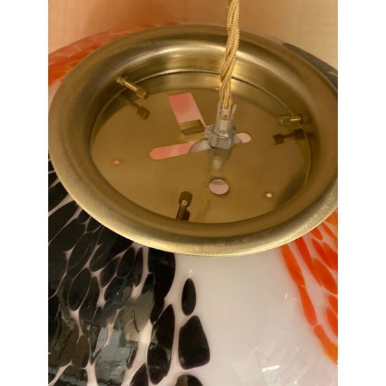 Image 1 of Sphère contemporaine en verre de Murano ambre et noir