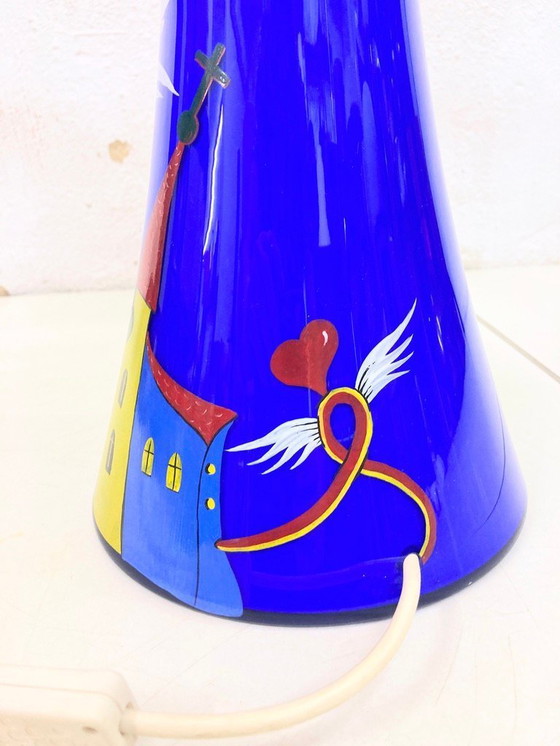 Image 1 of Lampada da tavolo in vetro dipinto di design Eisch anni '80-'90, firmata