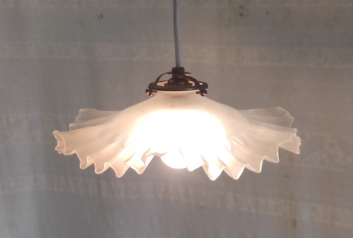Lampenkap van geplooid glas - midden 20e eeuw